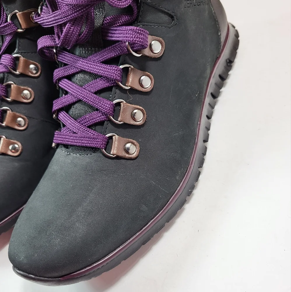 Cole Haan ZeroGrand Purple Lace Wool Collar Boots Women's Size 7B - Picture 5 of 6